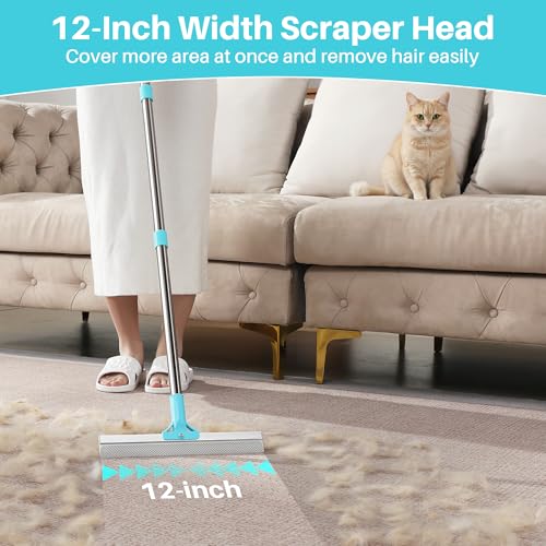 Carpet Rake for Pet Hair Removal (1 PCS[1 Long Handle] / Cyan)