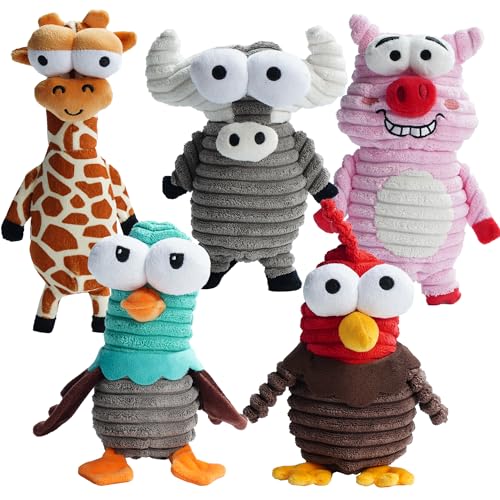 5 Pack Squeaky Dog Toys (Critter Zoo / 5 Different Animals)