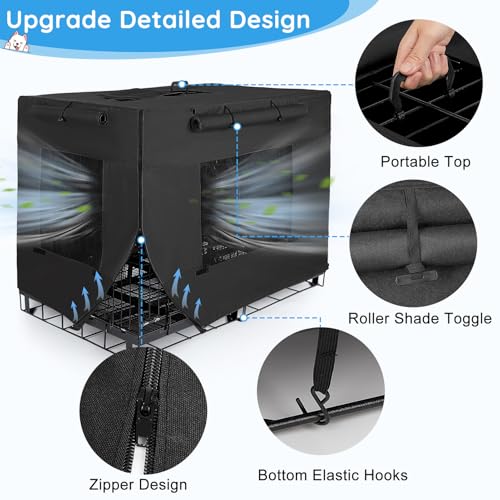 42 Inch Dog Crate Cover Thickened Windproof Kennel Cover (42.0"L x 28.0"W x 30.0"H / Black)