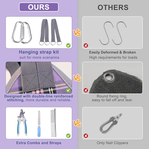 Medium Dog Grooming Hammock Harness (M (Leg Spacing: 9-12.5" / Max W: 50lbs) / Purple)