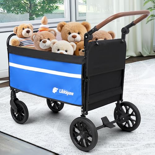 Foldable Dog Wagon for Medium & Large Dogs (Blue)