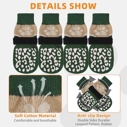 Dog Socks for Hot (Green+Khaki / Large (4 Pack))