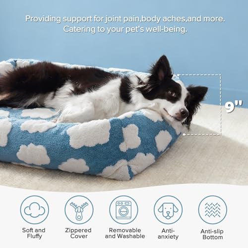 XL Dog Beds Large Sized Dog (Cozy Clouds Blue / XL (42"x36"x9"))