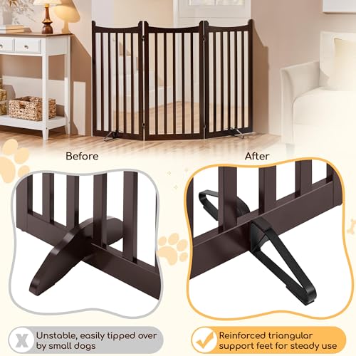 Freestanding Wooden Dog Gate (Espresso / 60" W x 36" H)
