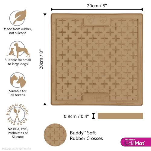 Classic Buddy Slow Feeder for Dogs Lick Mat Boredom Anxiety Reducer Perfect for Food Treats Yogurt Liquid Food Peanut Butter Fun Alternative to a Slow Feed Dog Bowl (Coffee)
