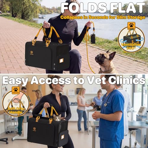 Expandable Pet Carrier for Small Cats & Dogs (18.0"L x 11.0"W x 11.0"H / Black Warrior)