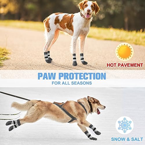 Dog Socks to Prevent Licking Paws for Hot (Reflective Grey / S/M(Pack of 4))