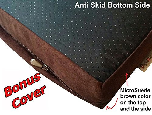 Large Orthopedic Memory Foam Dog Bed for Medium to Large Dogs with Durable Waterproof Internal Case (41.0"L x 27.0"W x 4.0"Th / Chocolate Brown)