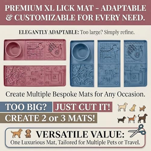 Dog Lick Mat Large 11.2 x 16.7 in Slow Feeder with Strong Suction (Blue)