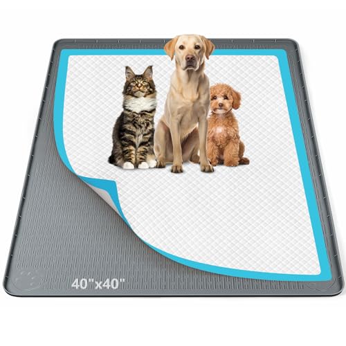 Pee Pad Holder for Dogs 40''x40'' Silicone Puppy Pee Pad Tray (Dark Grey)