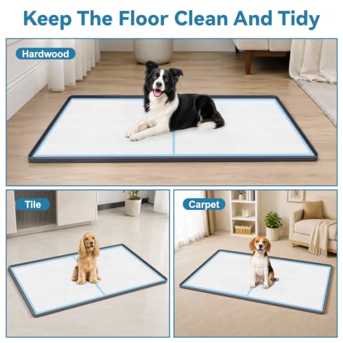 Silicone Dog Pee Pad Holder 51" x 25.6" Potty Training Tray (51“x25.6"-Diamond / Dark Gray)