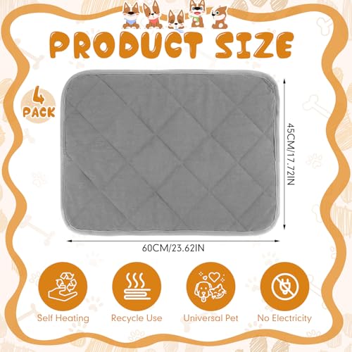 4 Pack Self Warming Pet Mat (Gray / 17.7 x 23.6 Inches)