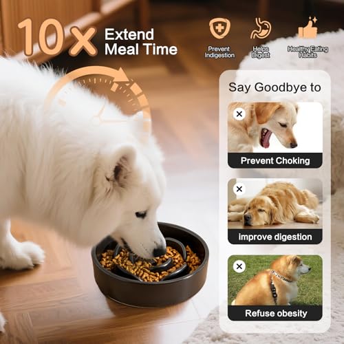 6'' Ceramic Slow Feeder Dog Bowls (6 inch / Black)