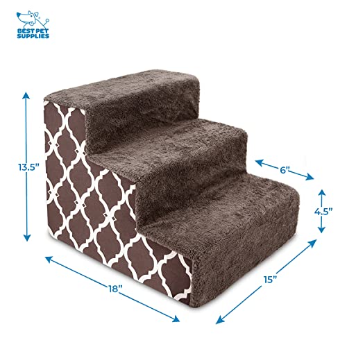 Dog Stairs & Steps (Brown Lattice Print / H: 13.5 Inches)
