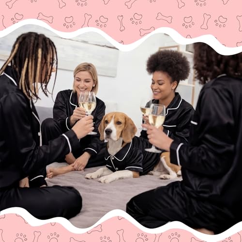 Dog Silk Pajamas Shirts Puppy Satin Pjs Pet Sleepwear Soft Faux Silk Lapel Two (L / Black)