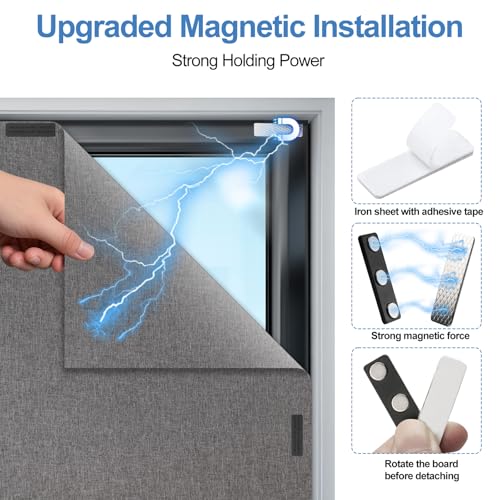 100% Magnetic Blackout Curtains for Bedroom (Grey 3m)