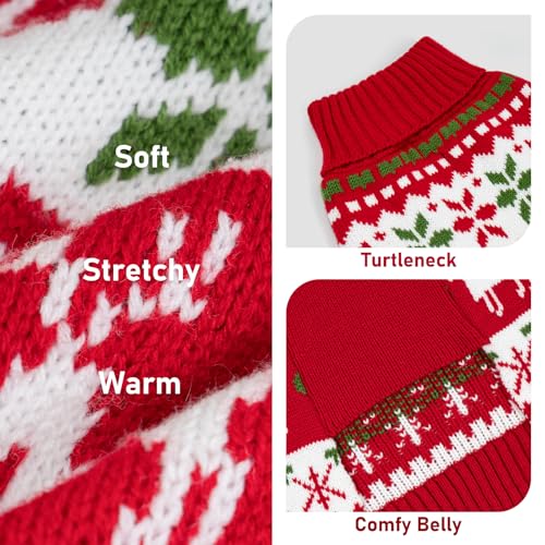 Dog Ugly Christmas Sweater for Small Dog with Red Snowflake Reindeer (Small (4-7lbs) / 1# Christmas)