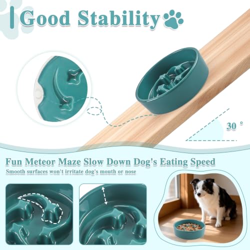 Ceramic Slow Feeder Dog Bowls (Deep Green-M)