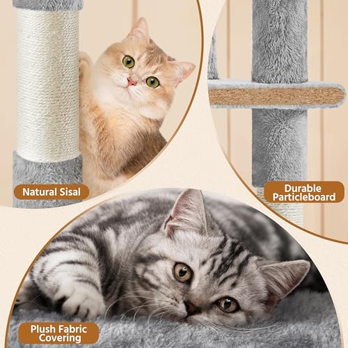 62in Cat Tree Tower (Light Gray / 62in)