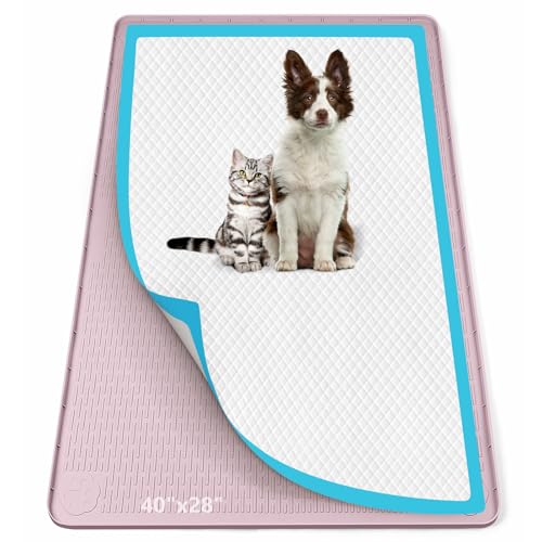 Pee Pad Holder for Dogs 40''x28'' Silicone Puppy Pee Pad Tray (Pink)