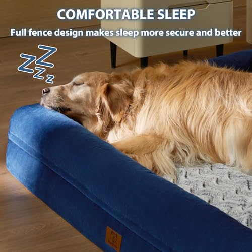 XXXL Big Large Orthopedic for Senior Dog Bed Comfy Sleeping (Blue / XXX-L (53x43x7.5in))