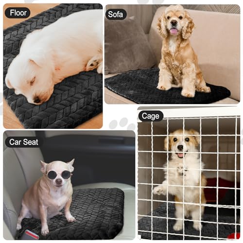 4 Pack Self Warming Cat Bed Mat Self Heating Pad for Dog Extra Warm Winter Pet Pad Washable Thermal Pads Mats for Pets Indoor Outdoor (Black / 20 x 28 Inch)