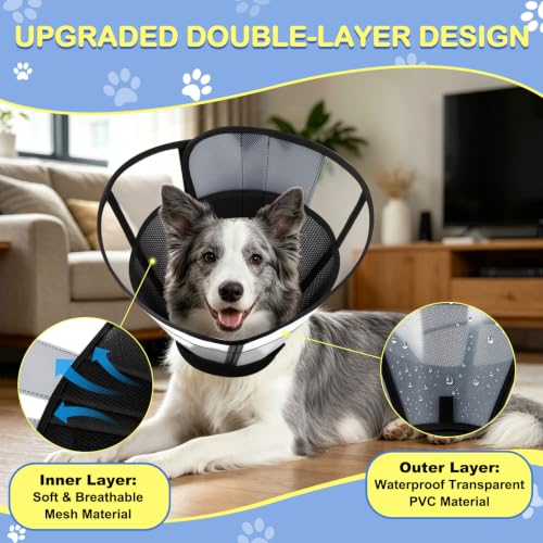 Dog Cone to Stop Licking (L (Neck: 15.4-17.3") / Black)