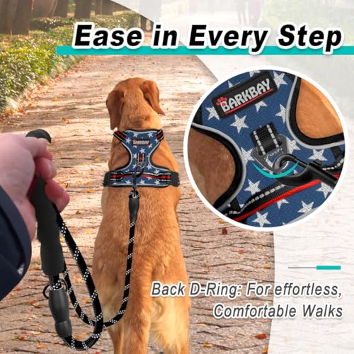 Dog Harness for Medium Sized Dog No Pull Mesh 2 Clips Dog Vest (Medium / Blue Star-Mesh)