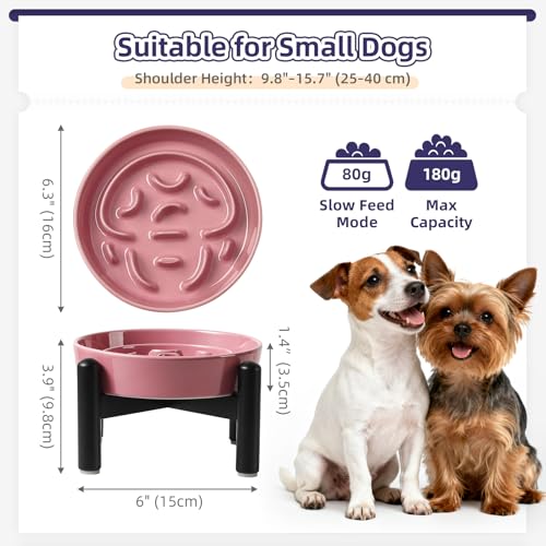 Elevated Slow Feeder Dog Bowl (Pink / S（1 Bowl with Stainless Steel Stand）)