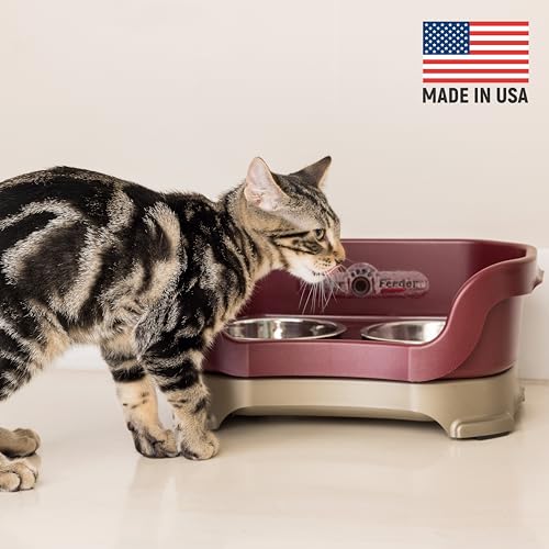 Feeder Deluxe for Cats (Cat with Standard Bowl / Cranberry)