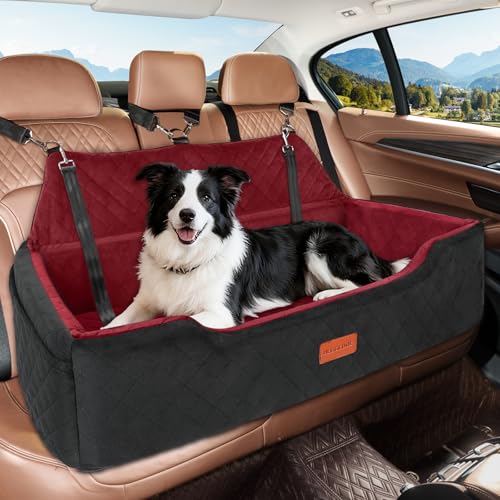 Large Dog Car Seat Under 100 lbs (Black/Red)