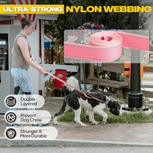 10 FT Heavy Duty Dog Leash (10 Feet (Pack of 1) / Pink)