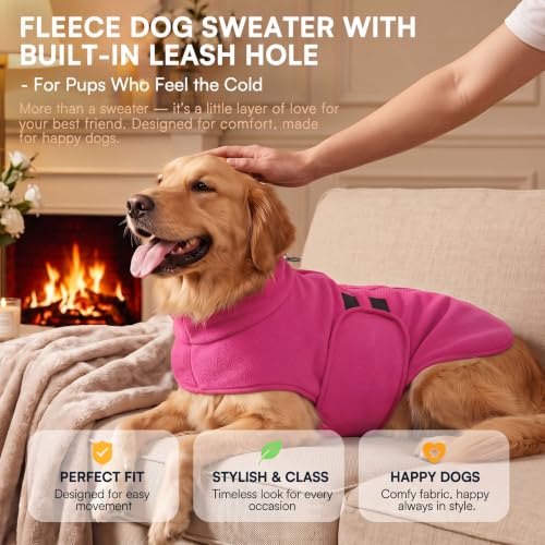 Cat Sweater Soft Fleece Dog Vest Warm Dog Jacket with Leash Hole (Pink / XX-Small)