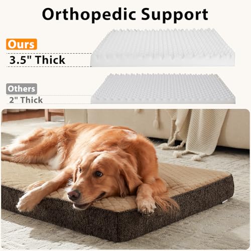 Orthopedic Dog Bed for Extra Large Dogs (XL Plus(44"x30") / Brown)