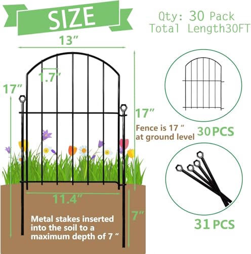 Decorative Garden Fence (Black / 17 in(H))