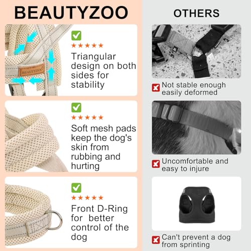 Dog Harness for Large Dogs (Beige / L: Chest 26"-32")