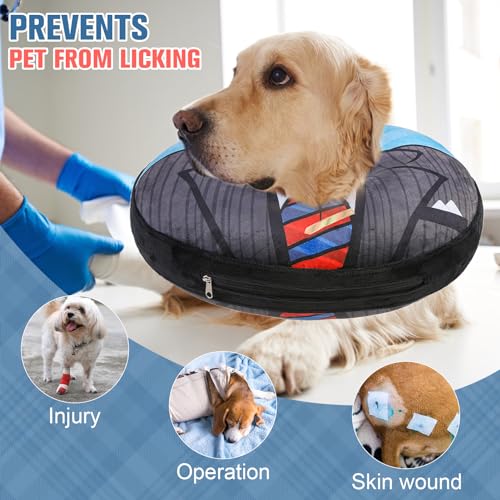 Dog Cone Collar Alternative After Surgery (Black Suit / XL(Neck:18"-21"))