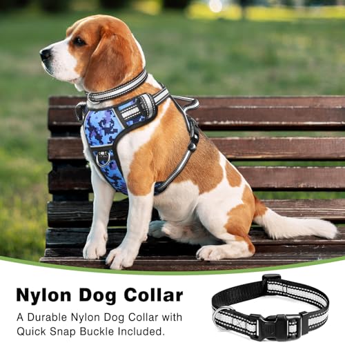 Dog Harness No Pull (Medium / Blue Camo)