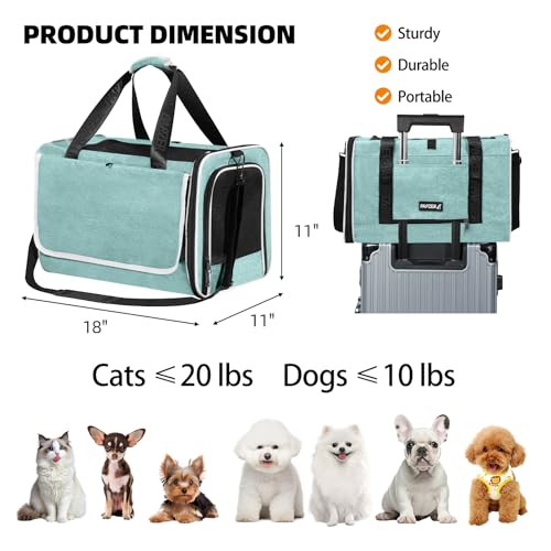 Cat Carrier for Travel (Teal / 18.0"L x 11.0"W x 11.0"H)