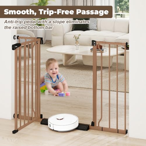 29" 45" Baby Gate for Stairs & Doorways (Brown / 29-45"Wide, 30"Tall)