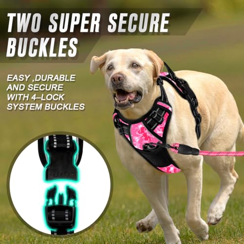 Dog Harness No Pull for Small Sized Dog Front Back Clips (Small(Chest:19.5-26") / Pink Camo)