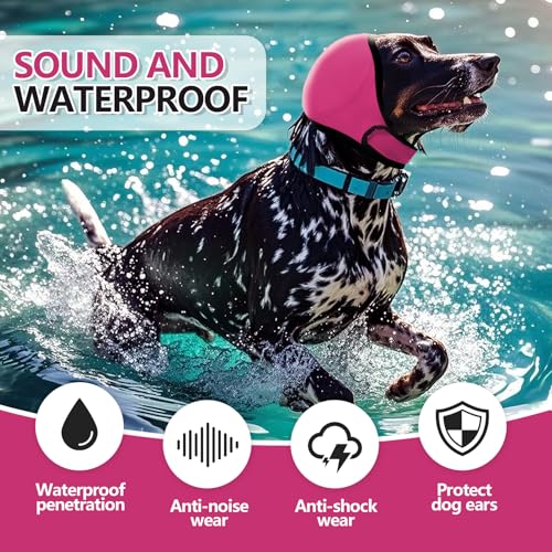 Dog Ear Cover for Bath and Swimming (L / Rose red)