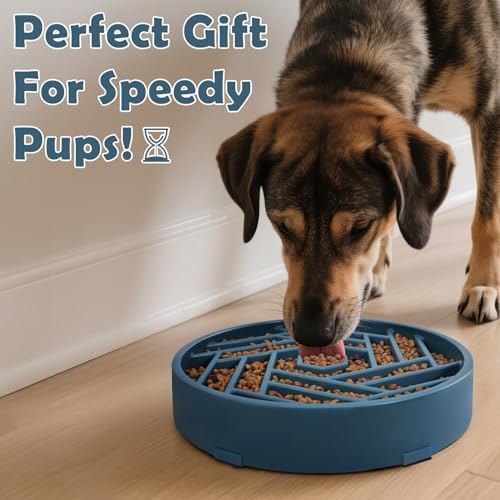 Slow Feeder Dog Bowls Large Medium Breed (Dark Blue)