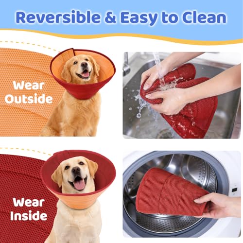 Soft Dog Cone Collar to Stop Licking After Surgery (Orange / XL)