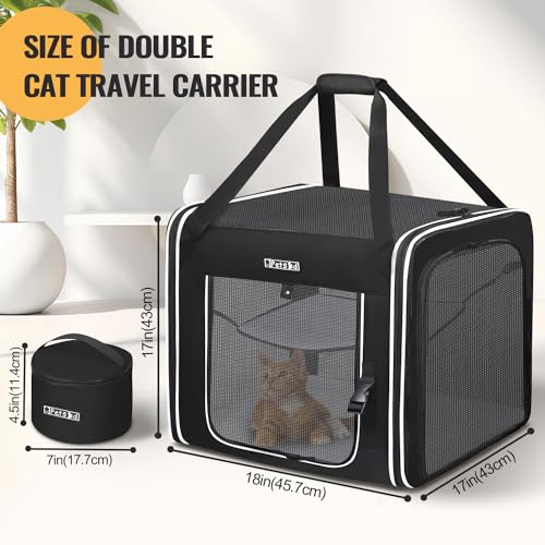Combinable Pet Car Travel Carrier for a Large Cat (18.0"L x 17.0"W x 17.0"H / Black)