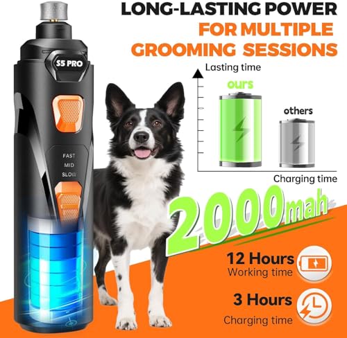 Whisper Quiet Dog Nail Grinder Safe & Stress (Black)