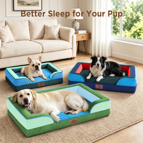 Orthopedic Dog Bed for Extra Large Dogs with Bolster (42.0"L x 30.0"W x 8.5"Th / Boston)