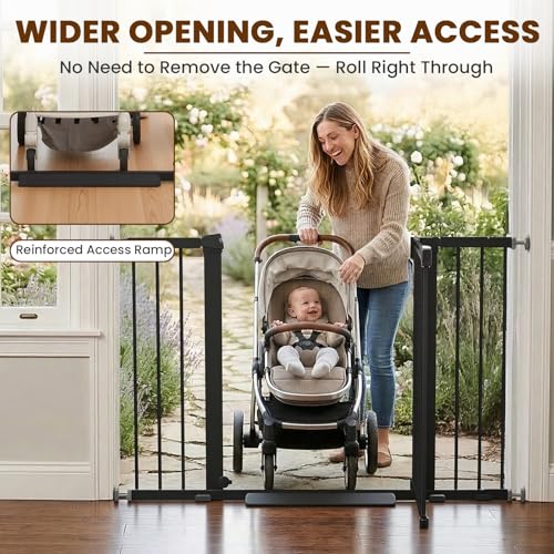 36" Extra Tall Baby Gate for Stairs (Black / 29.7-48"W x 36"H)