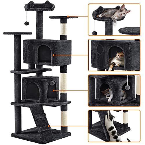 70in Multi Level Sturdy Cat Tree (Black / 70in)
