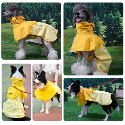 Dog Raincoat Waterproof Rain Jacket for Small Medium Large Dogs (Mineral Yellow / Large(22-39lb))
